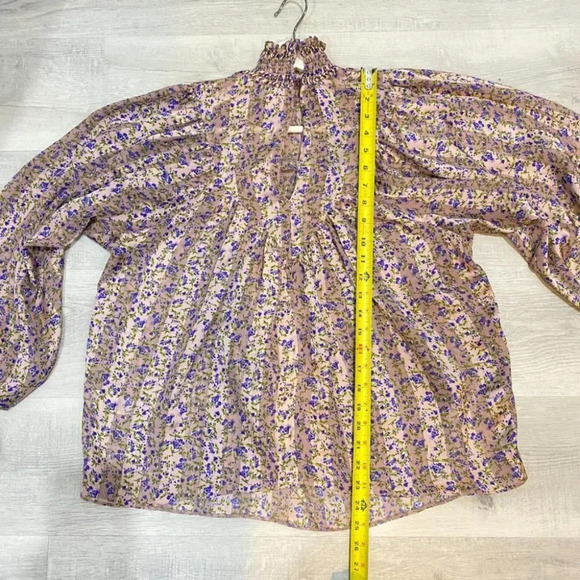 ASOS Curve Blouse Size 6 Floral Print Batwing Sleeves Ruffles Silky - Picture 10 of 17